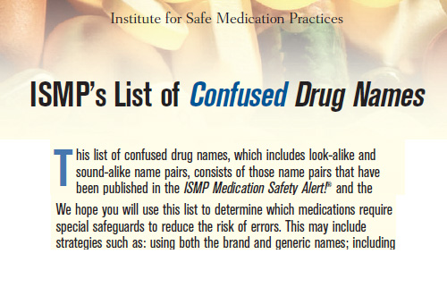 ISMP’s List of Confused Drug Names